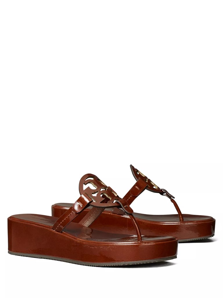 Tory Burch Women's Miller Wedge Sandals Russet Brown